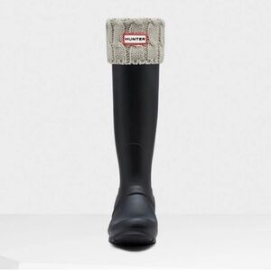 Hunter Black Boots with Knit Gray Cuff